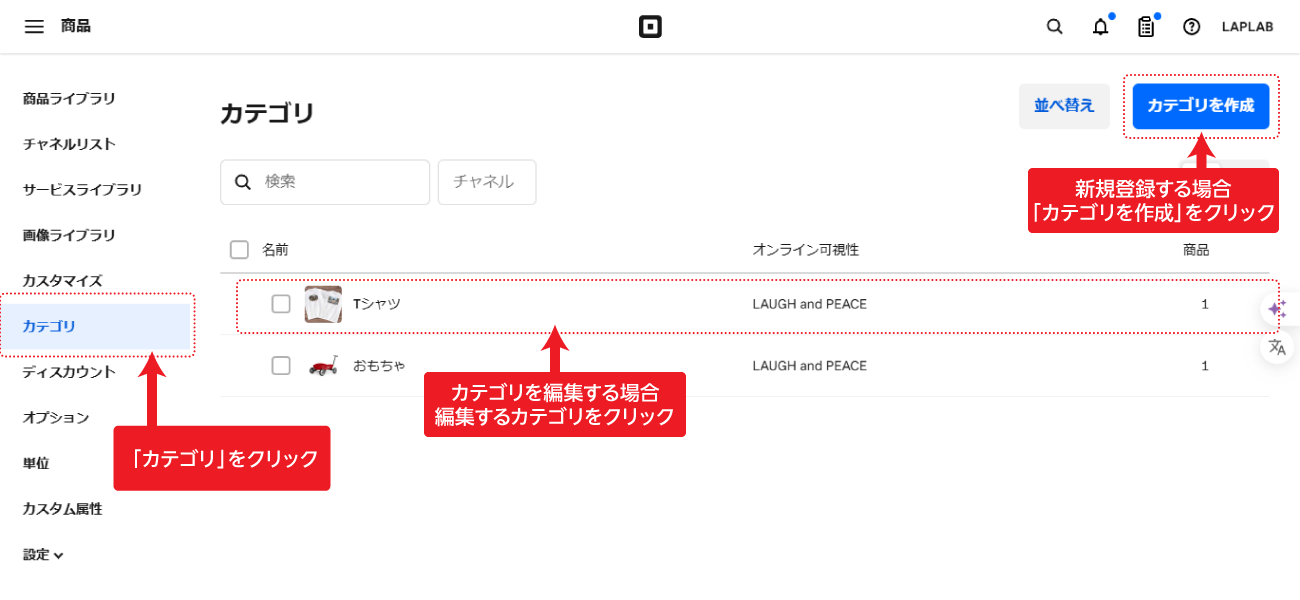 カテゴリ機能について